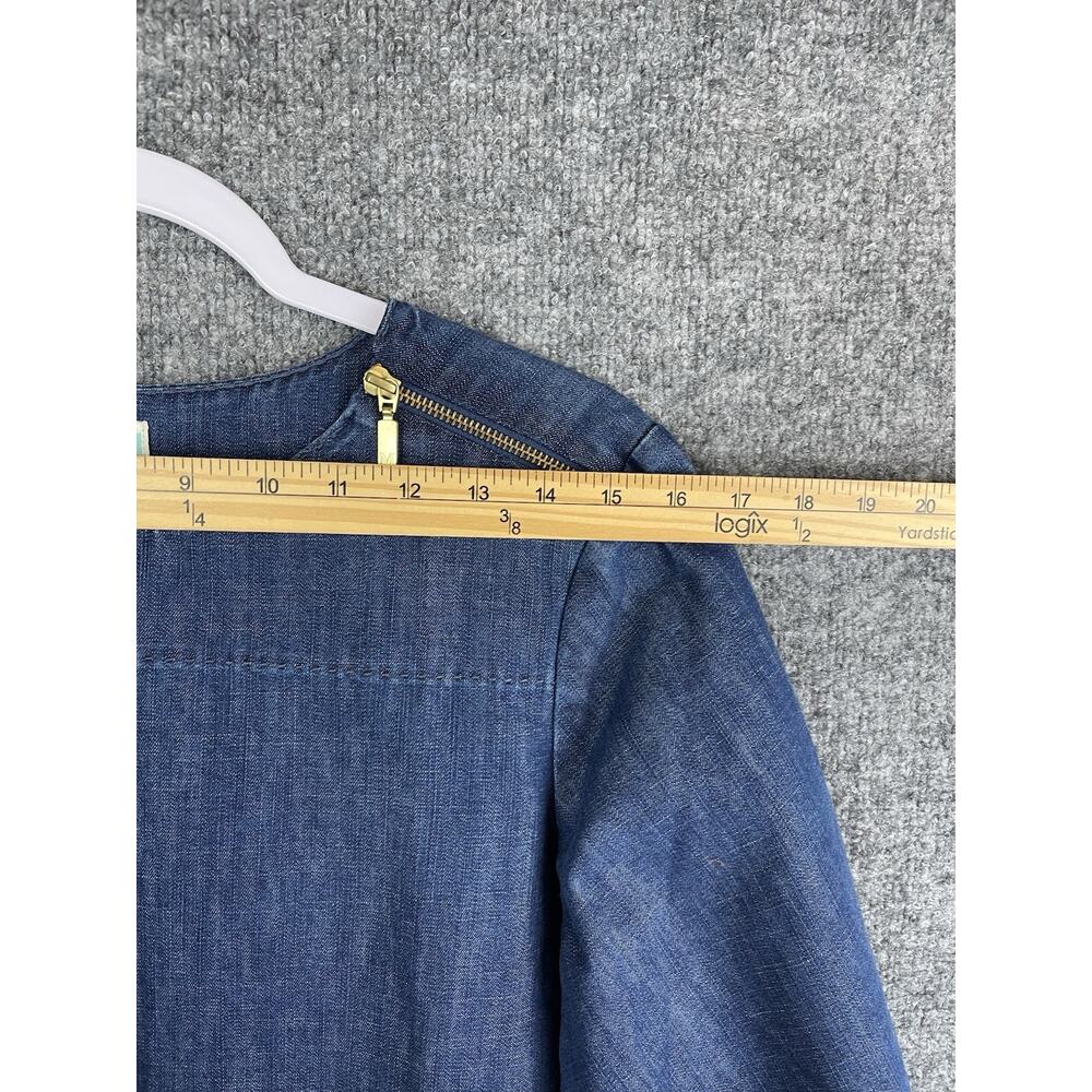 Martha Stewart Everyday Size Medium Denim 3/4 Sleeve Zip Shoulder Tunic - Picture 2 of 10